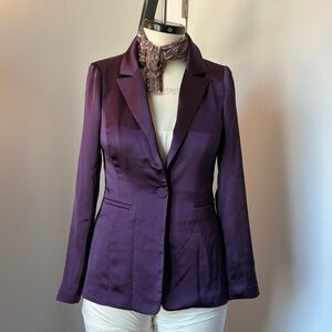 bebe Purple Satin Single-Button Blazer